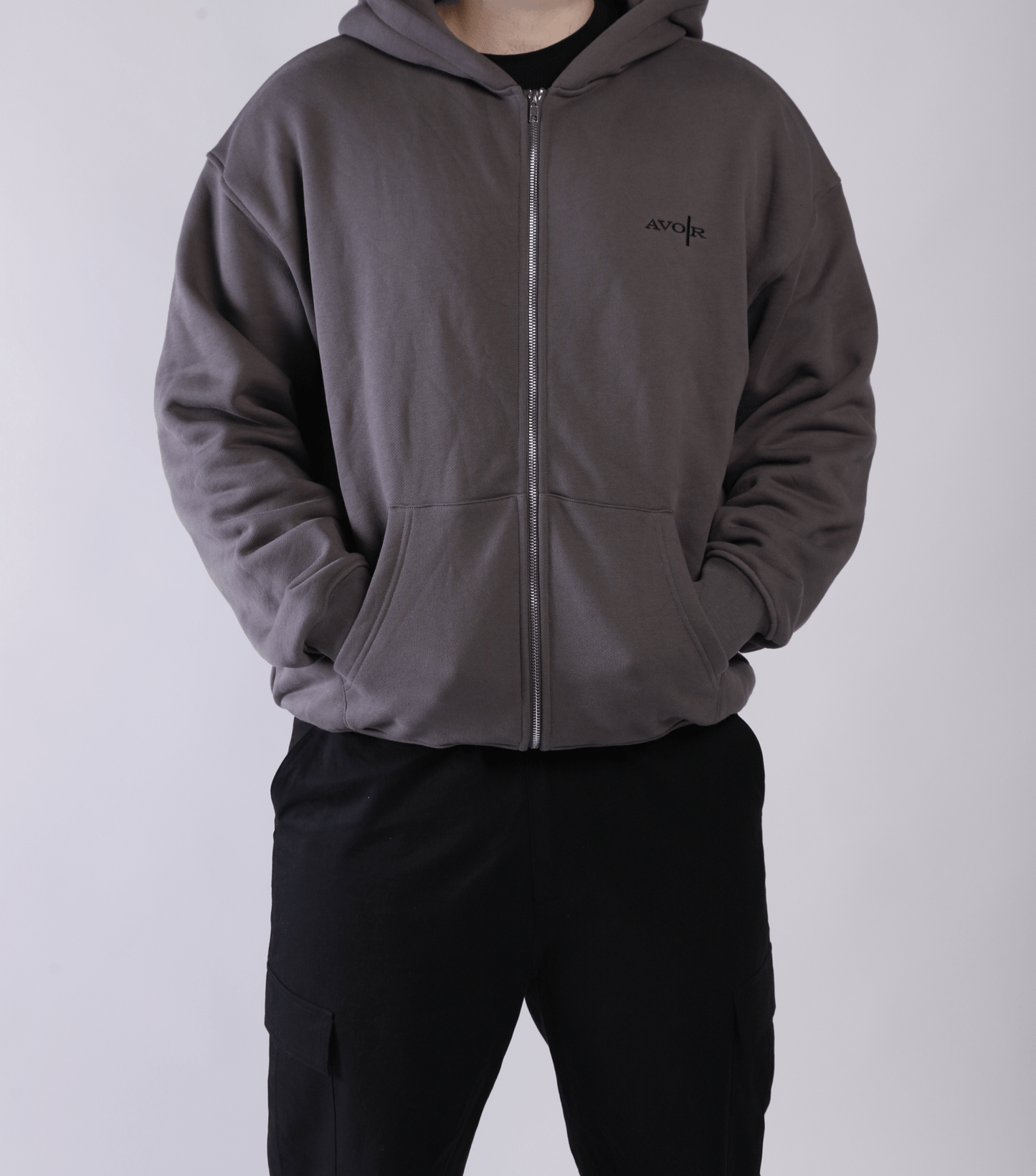 Grey Zip Up Hoodie - Avoir L'espoir